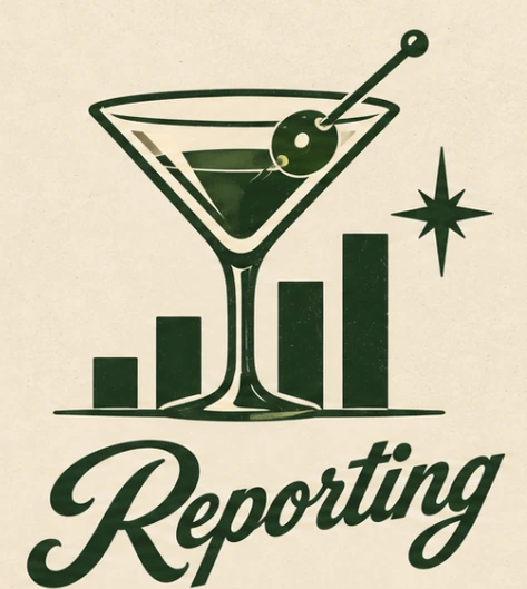 Reporting: martini glass and chart